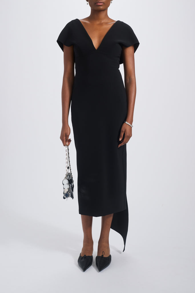 Product Italian Stretch Crepe V-neck Midi Dress Image