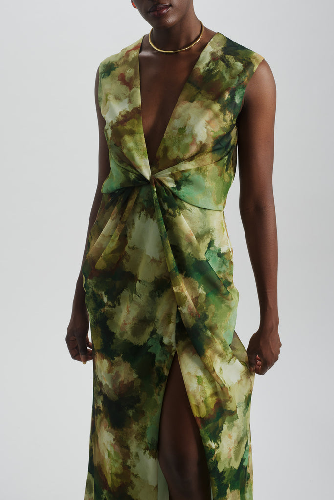 Product Watercolor Twisted Front Dress Image