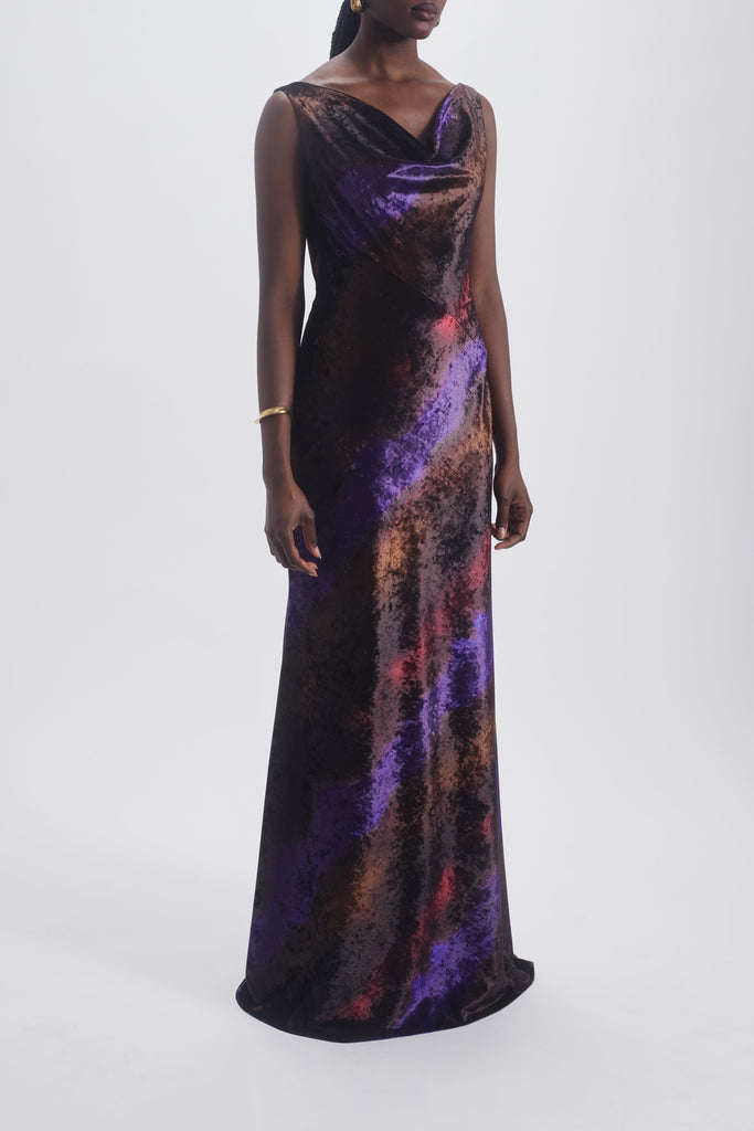 Product Ombré Velvet Cowl Bias Gown Image