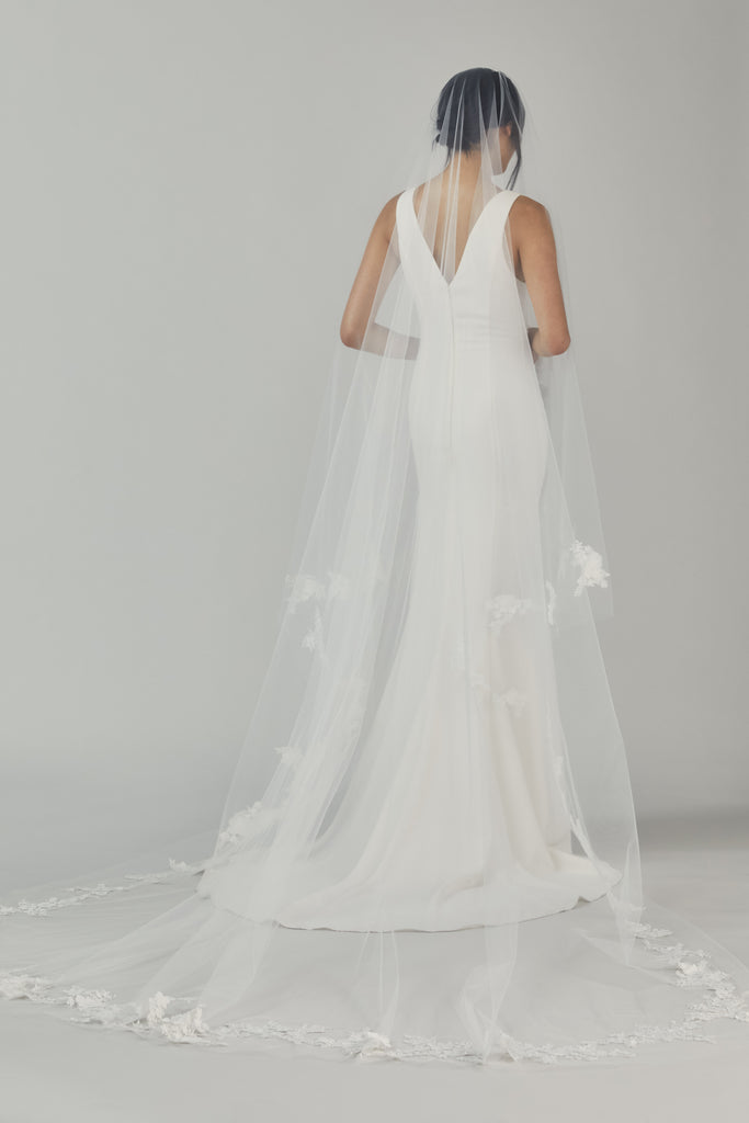 Product Butterfly Cathedral Length Veil with Flowers Image