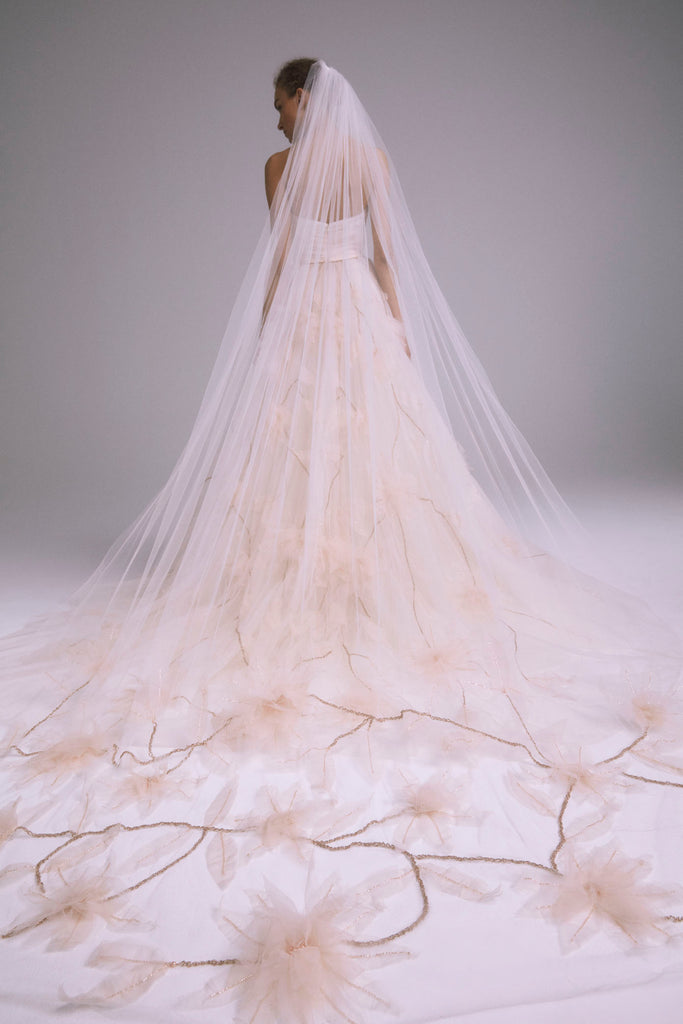 Product Hand Beaded Floral Veil Image