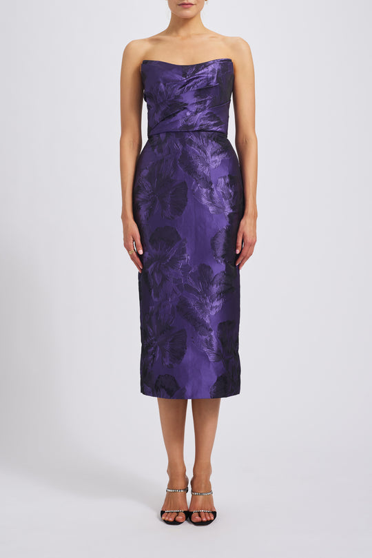 Floral Jacquard Cocktail Dress, $1,350, dress from Collection Evening by Amsale, Fabric: cloque