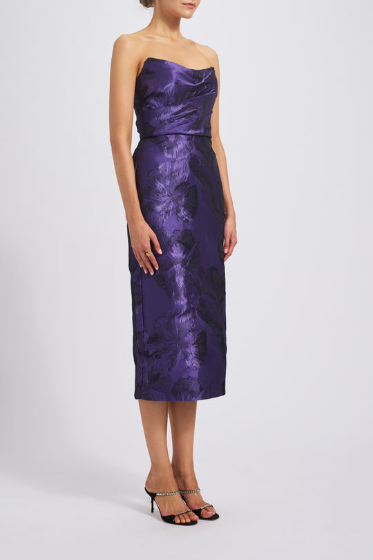 Floral Jacquard Cocktail Dress, $1,350, dress from Collection Evening by Amsale, Fabric: cloque