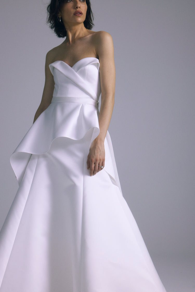 A856TS - Peplum Overskirt - Silk-White, dress by color from Collection Accessories by Amsale