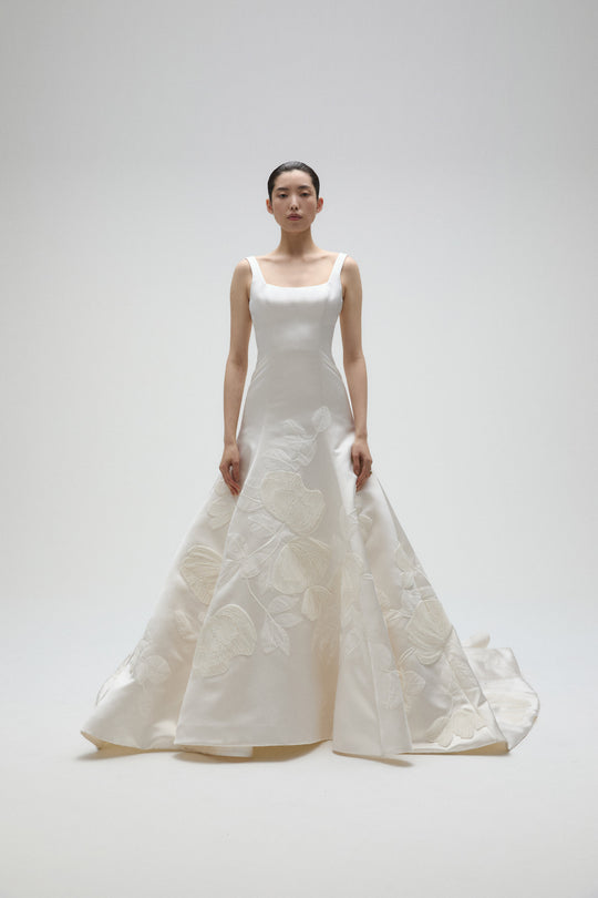 Azalea, $10,995, dress from Collection Bridal by Amsale, Fabric: double-duchess-satin
