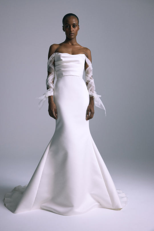 Boston, $5,995, dress from Collection Bridal by Amsale, Fabric: italian-double-duchess-satin