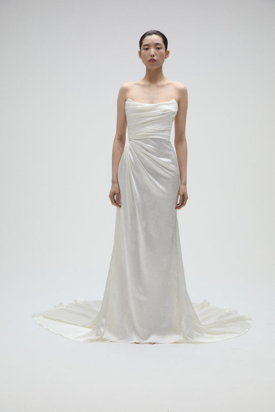 Kismet, $7,395, dress from Collection Bridal by Amsale, Fabric: jacquard