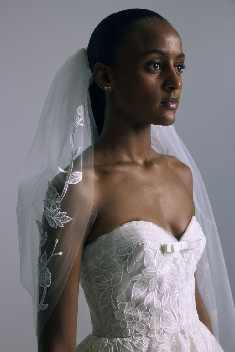 Lupe Veil, dress from Collection Bridal by Amsale, Fabric: floral-embroidery