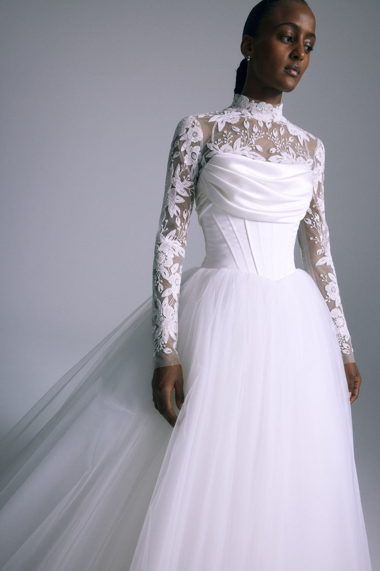 Onyx, dress from Collection Bridal by Amsale, Fabric: satin-back-crepe