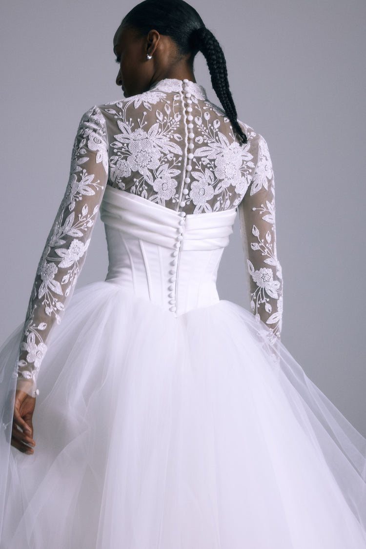 Onyx, dress from Collection Bridal by Amsale, Fabric: satin-back-crepe