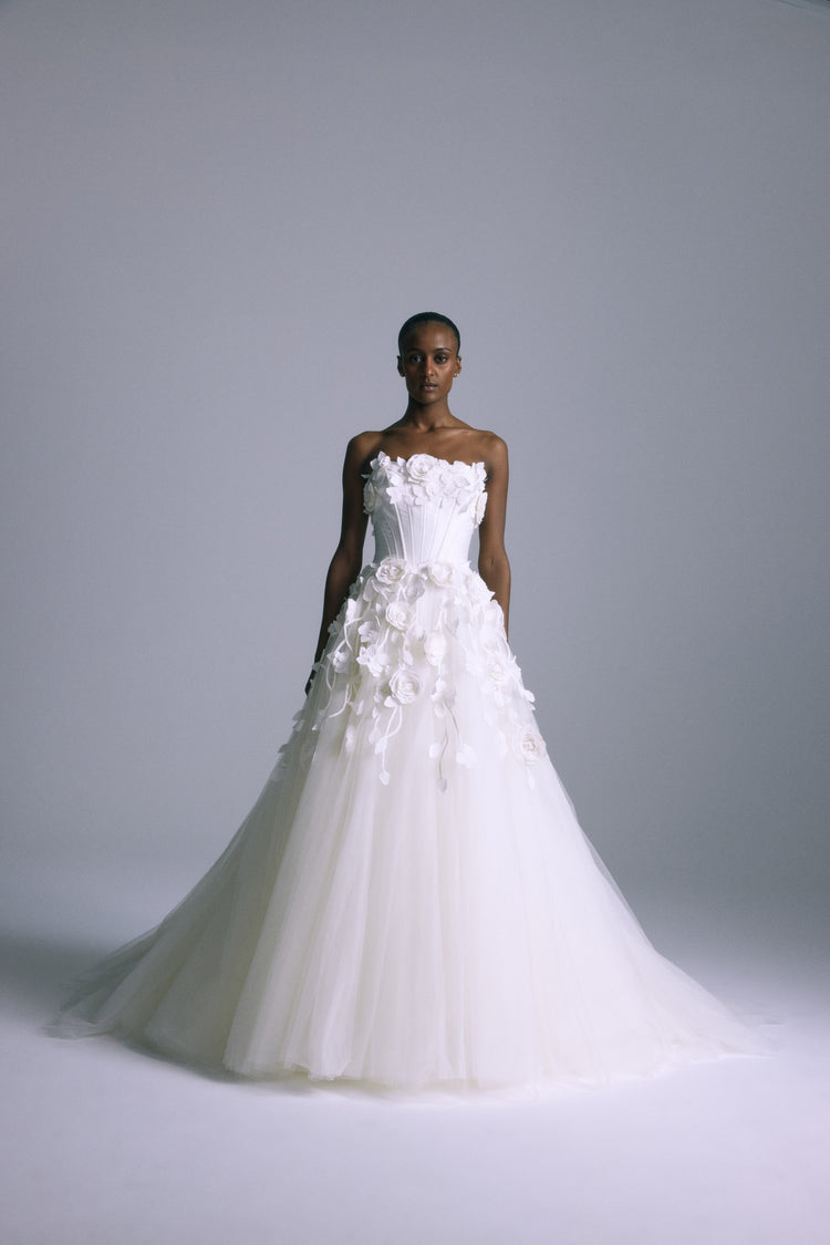 Renata, dress from Collection Bridal by Amsale, Fabric: hand-embroidered-floral