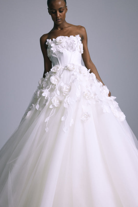 Renata, $9,595, dress from Collection Bridal by Amsale, Fabric: hand-embroidered-floral
