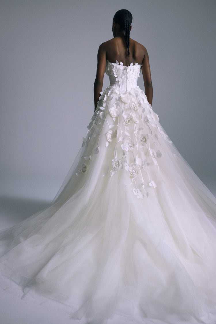 Renata, dress from Collection Bridal by Amsale, Fabric: hand-embroidered-floral