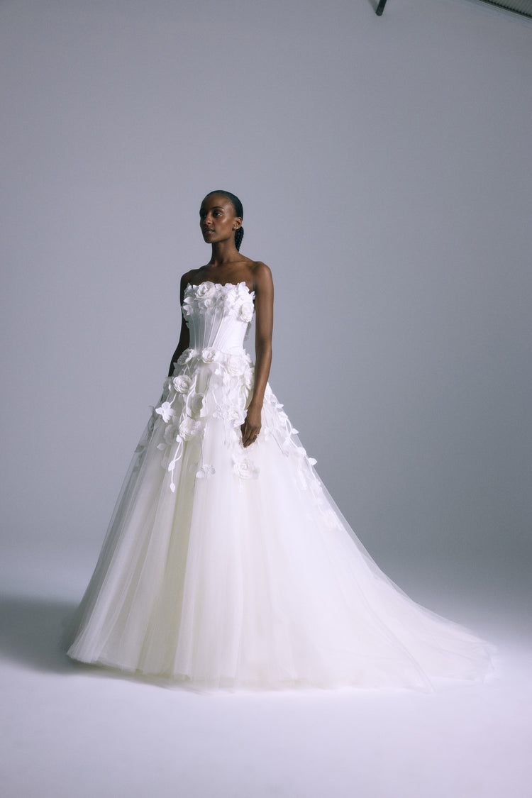 Renata, dress from Collection Bridal by Amsale, Fabric: hand-embroidered-floral