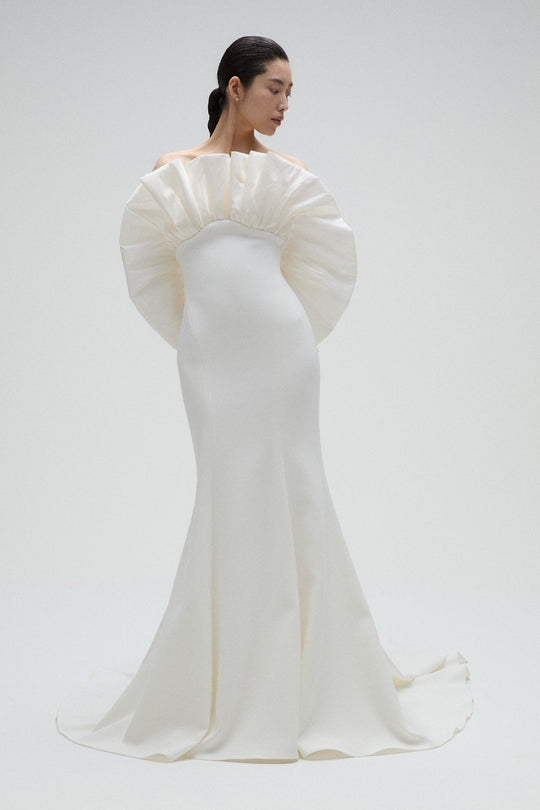 Stone, $8,995, dress from Collection Bridal by Amsale, Fabric: crepe