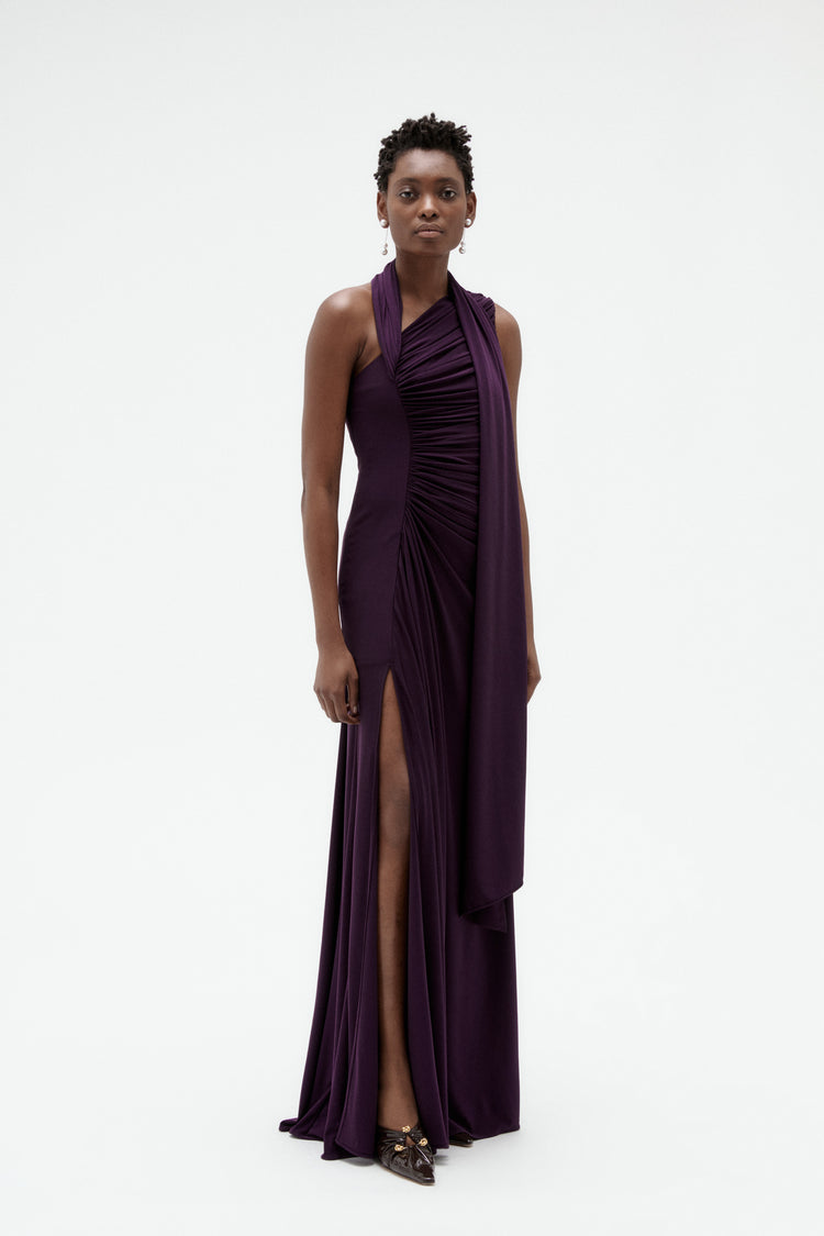 Image number 0: Scarf Jersey Gown, side view