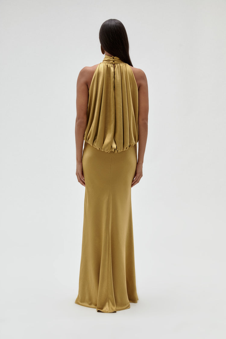 Image number 4: Satin Halter Gown, back view
