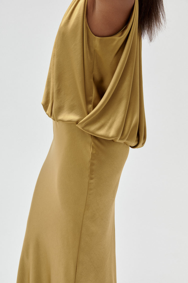 Image number 5: Satin Halter Gown, detail view