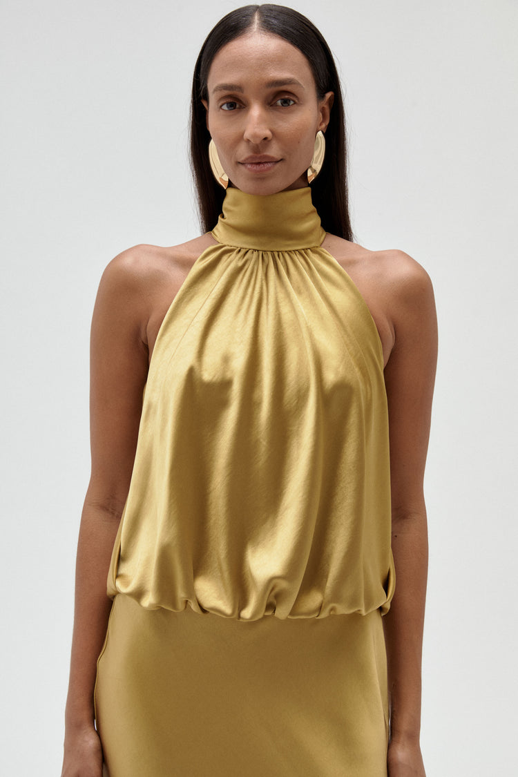 Image number 1: Satin Halter Gown, view 2
