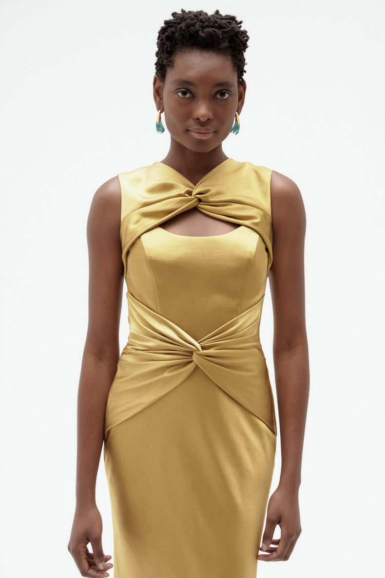 Image number 5: Satin Twist Gown, front view