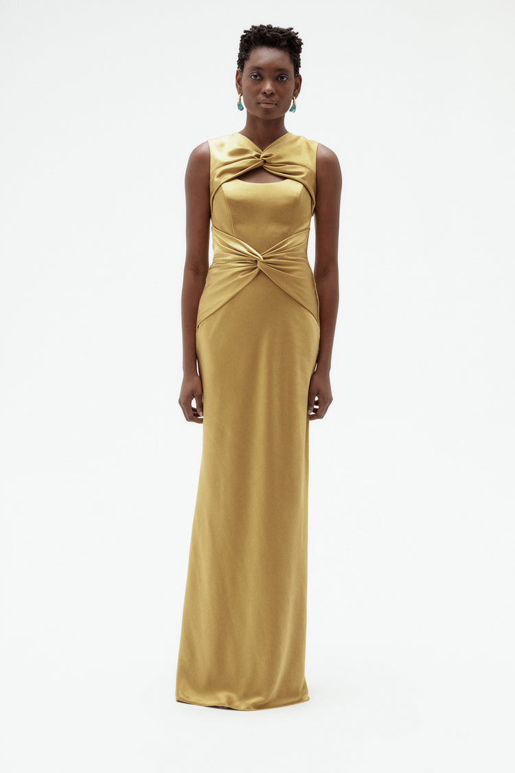 Image number 2: Satin Twist Gown, front view