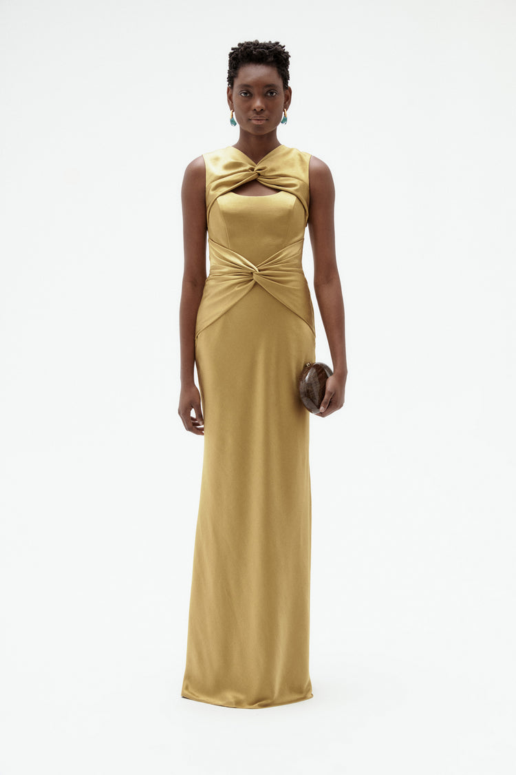 Image number 0: Satin Twist Gown, front view