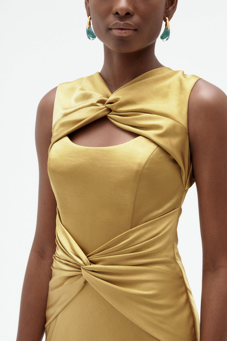 Image number 1: Satin Twist Gown, front view