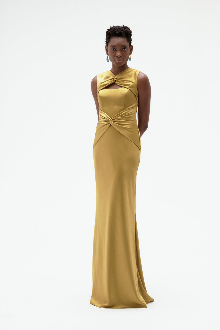 Image number 3: Satin Twist Gown, front view