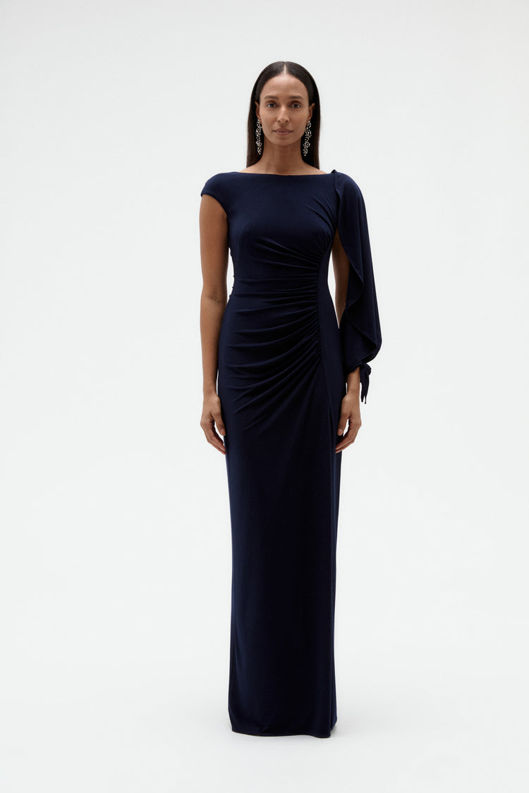 Image number 2: Cap Sleeve Jersey Gown, front view