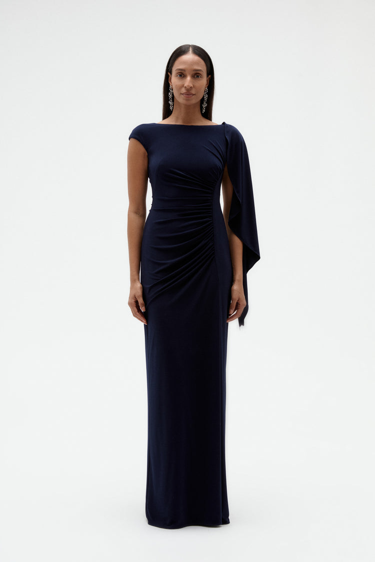 Image number 4: Cap Sleeve Jersey Gown, front view