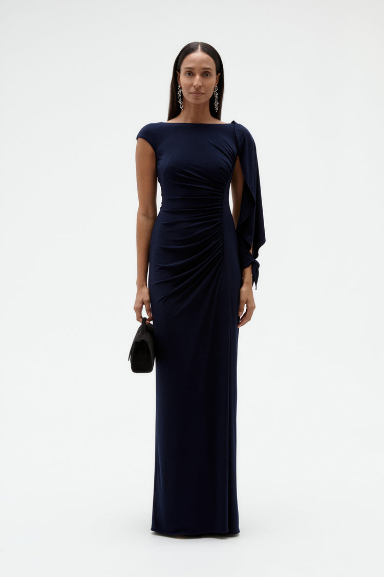 Image number 0: Cap Sleeve Jersey Gown, front view