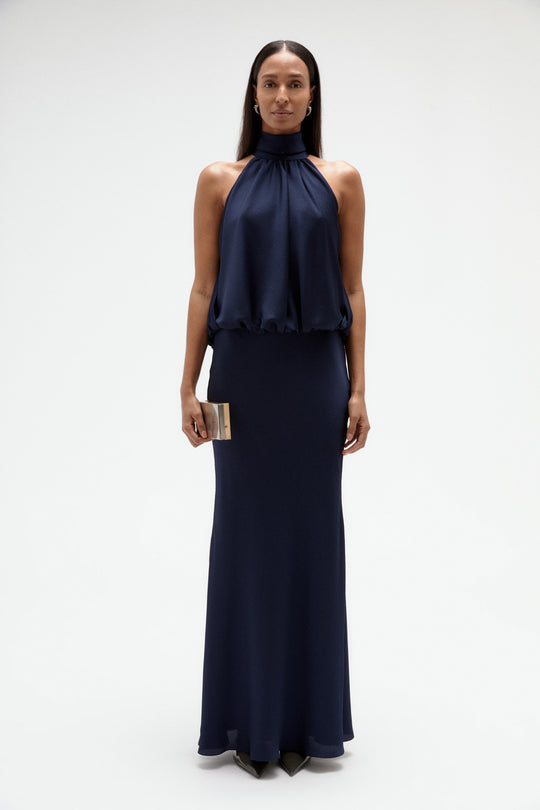 Hammered Satin Halter Gown, $975, dress from Collection Evening by Amsale