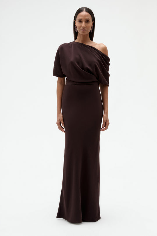 Technical Crepe Slouch Dress, $895, dress from Collection Evening by Amsale