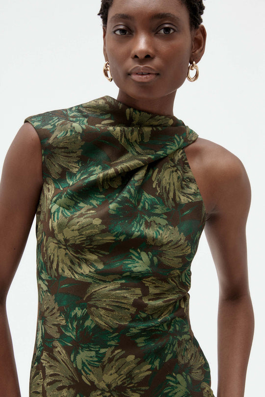 Floral Jacquard Twist Gown - alternate view