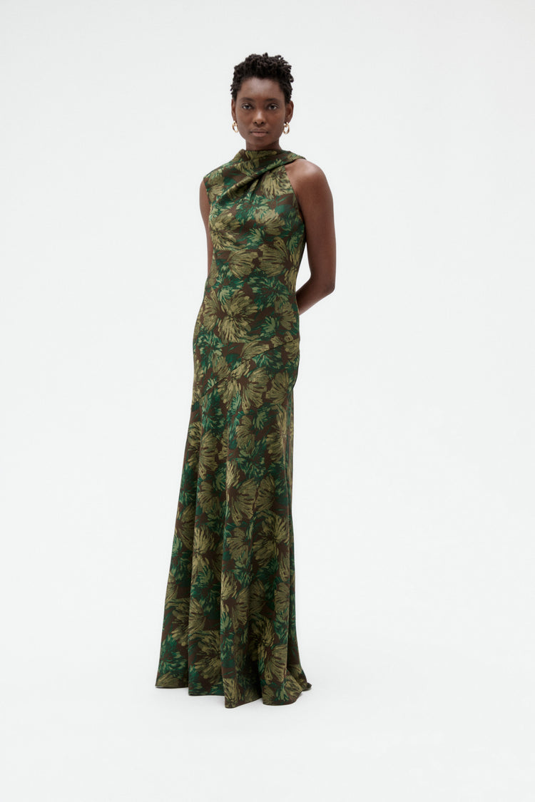 Image number 2: Floral Jacquard Twist Gown, side view