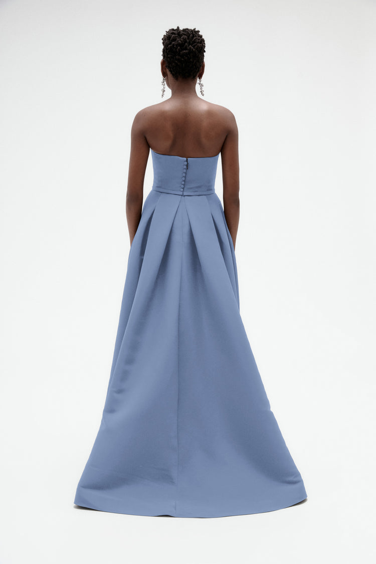Image number 2: Faille Overskirt Gown in Dusk, back view