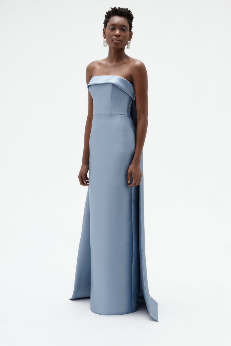Image number 2: Embellished Column Mikado Gown in Slate, side view