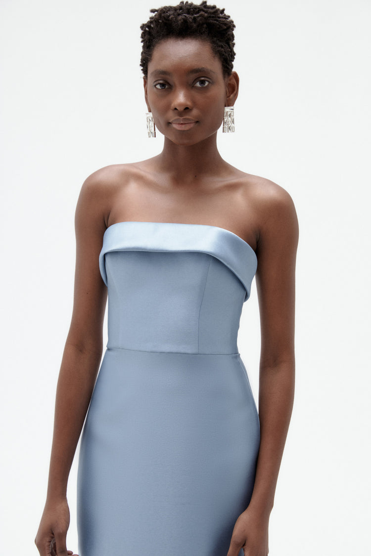 Image number 4: Embellished Column Mikado Gown in Slate, detail view