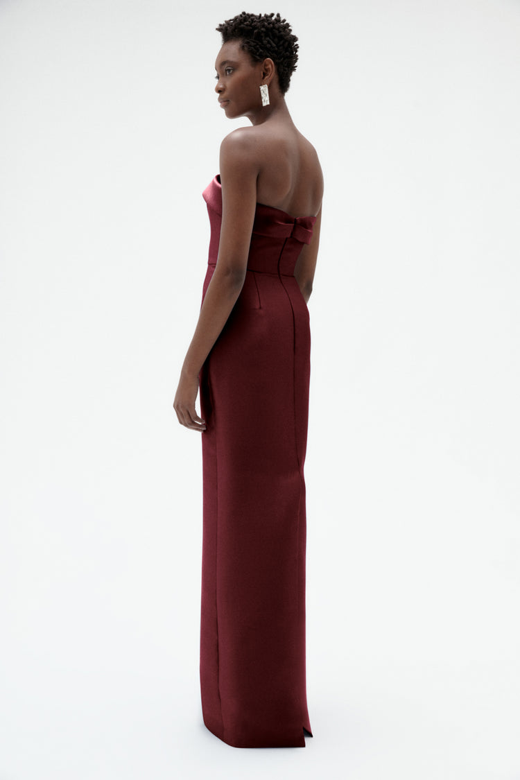 Image number 3: Embellished Column Mikado Gown in Ruby, back view