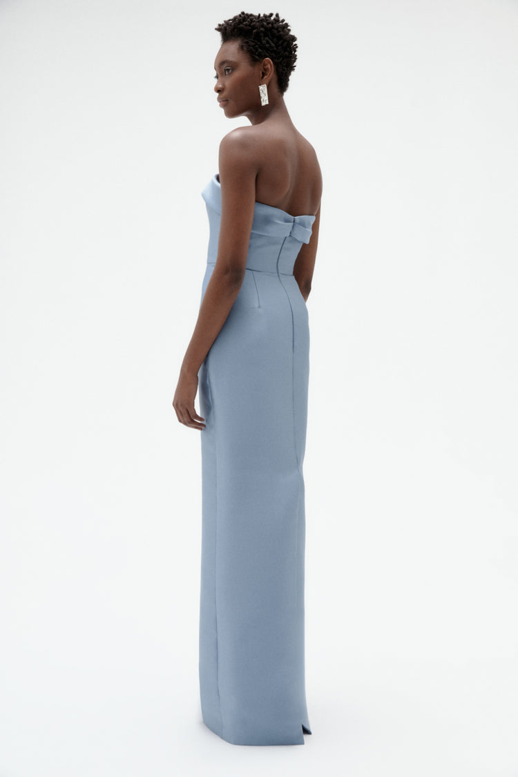 Image number 7: Embellished Column Mikado Gown in Slate, back view