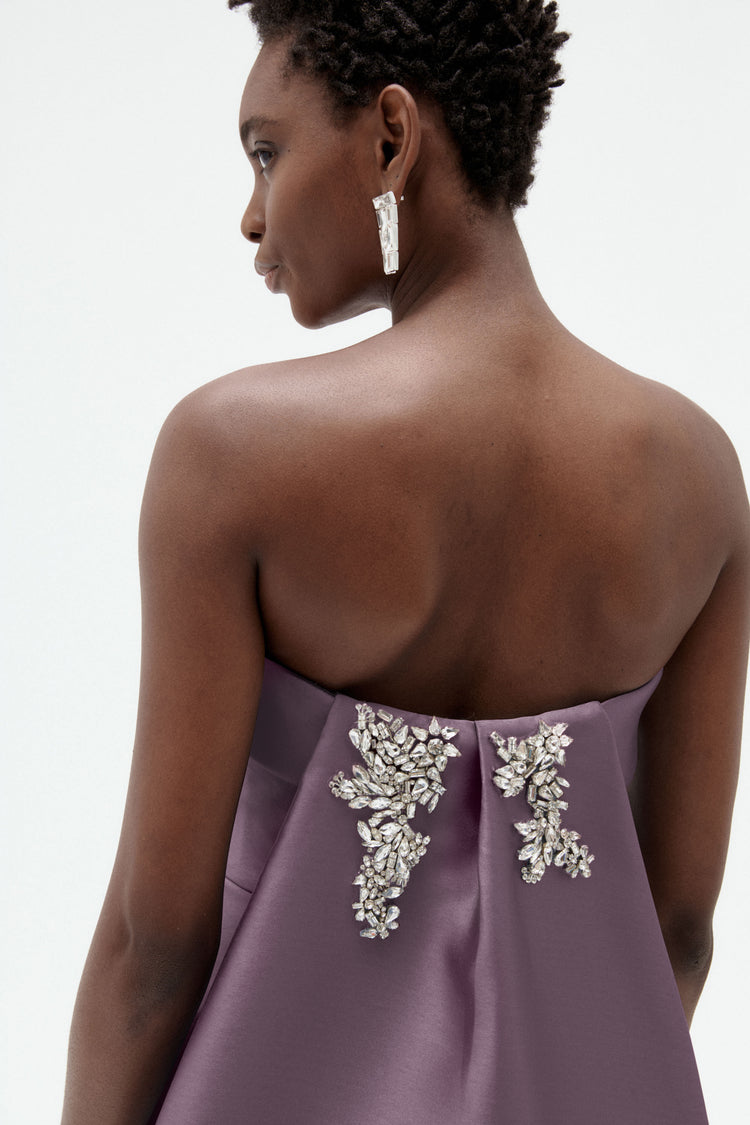 Image number 14: Embellished Column Mikado Gown in Violet, back view