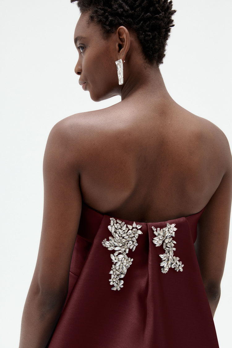 Image number 2: Embellished Column Mikado Gown in Ruby, back view