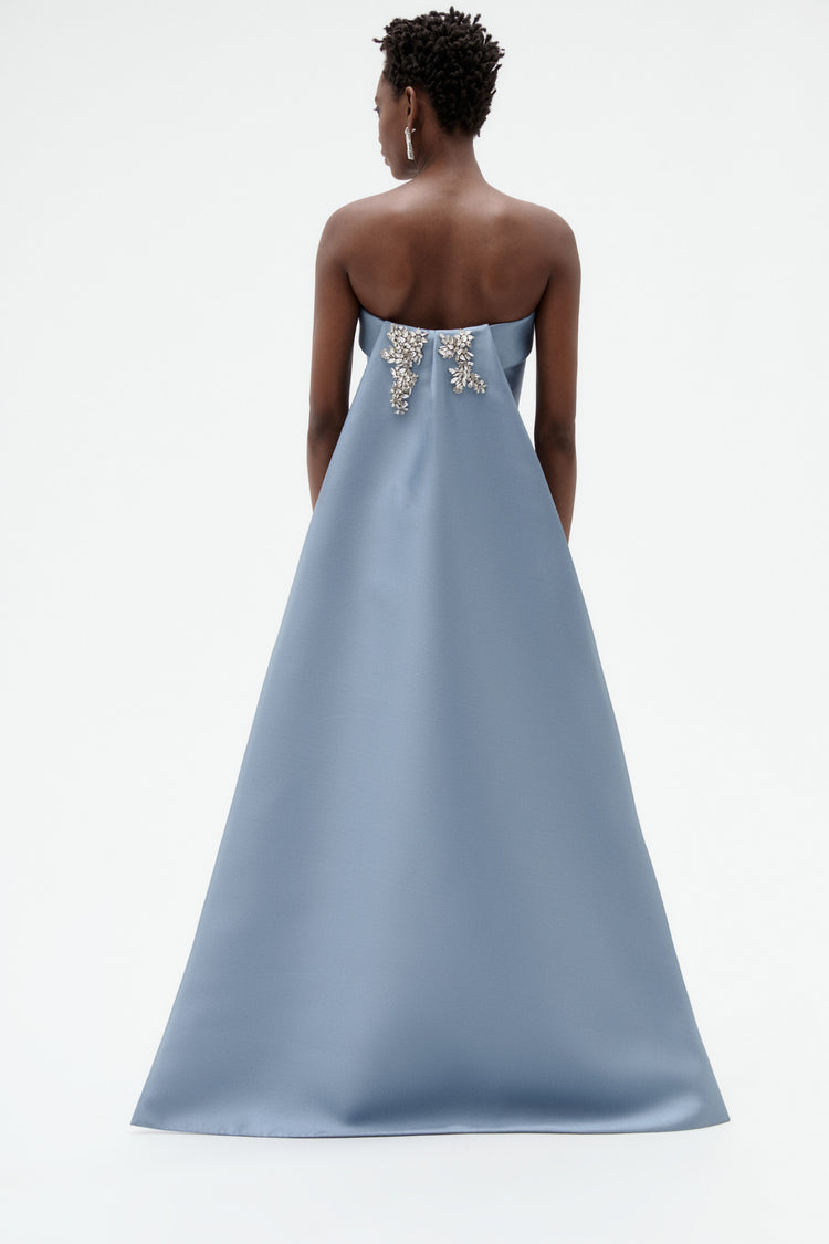 Image number 6: Embellished Column Mikado Gown in Slate, back view