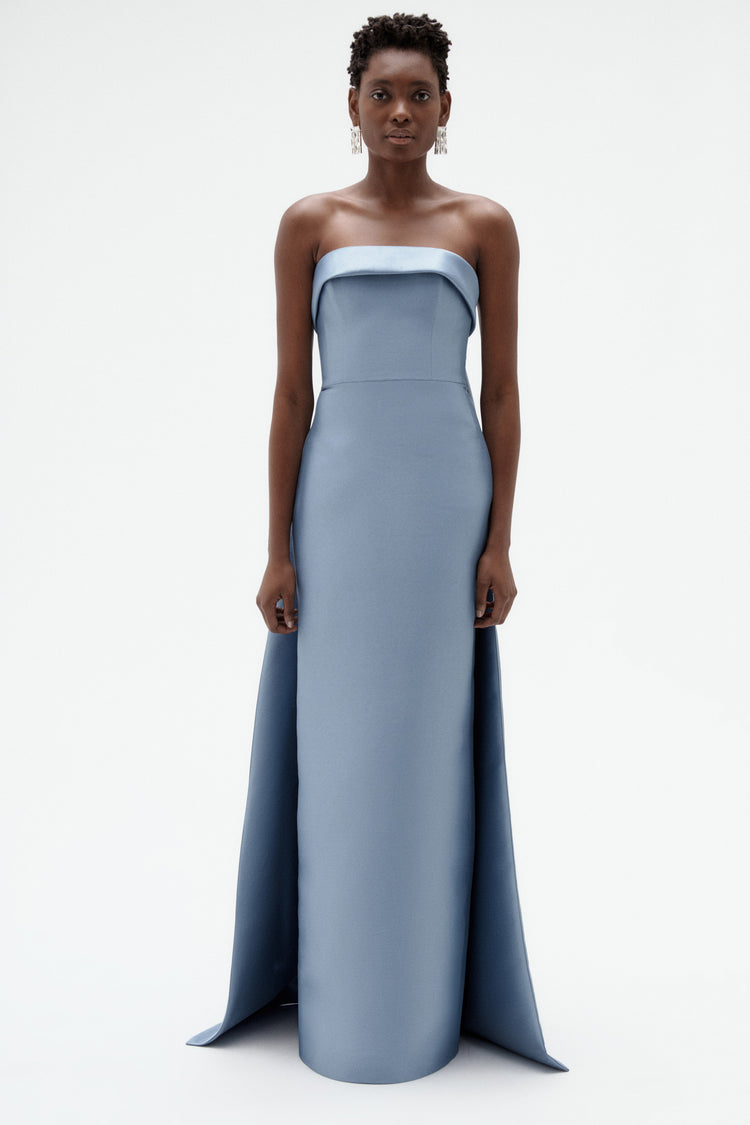 Image number 3: Embellished Column Mikado Gown in Slate, front view