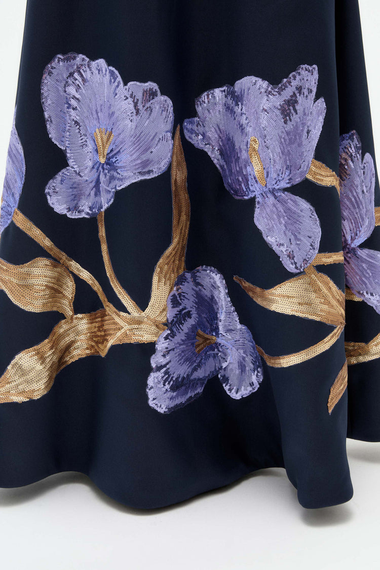 Image number 7: Sequin Tulip Mikado Ballgown in Navy, detail view