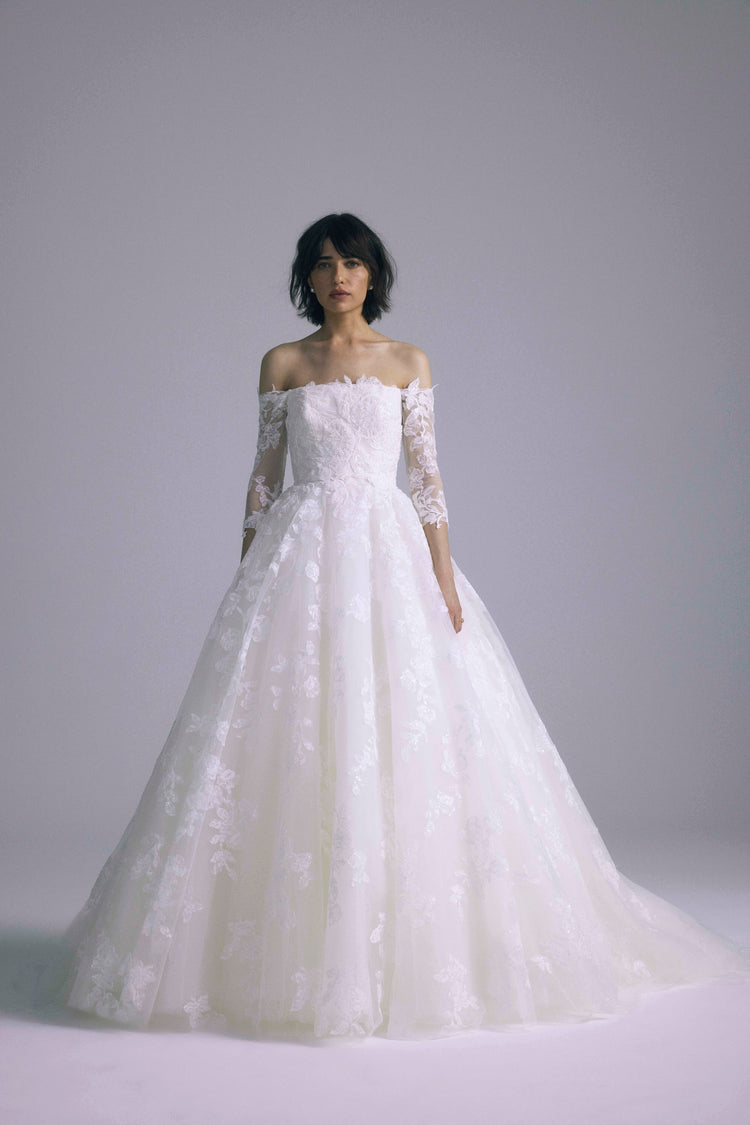 Milena, dress from Collection Bridal by Amsale, Fabric: embroidered-beaded-lace