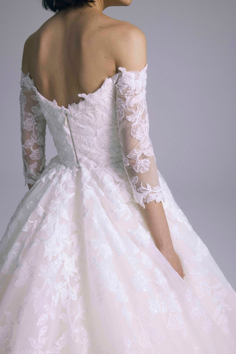 Milena, dress from Collection Bridal by Amsale, Fabric: embroidered-beaded-lace