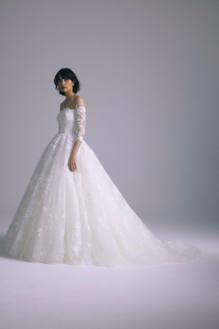Milena, dress from Collection Bridal by Amsale, Fabric: embroidered-beaded-lace