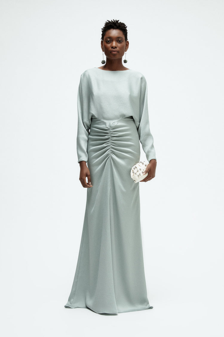 Hammered Satin Dolman Sleeve Gown, dress from Collection Evening by Amsale, Fabric: hammered-satin
