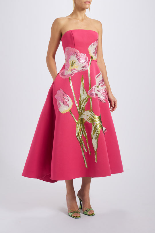 P820A - Cerise, $1,850, dress by color from Collection Evening by Amsale